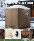 12x12 Foot Pop Up Canopy Tent With Mesh Panels, Bug Free Outdoor Gazebo Shade shown in snowy backyard setup