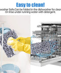 Person cleaning Must Have Premium Silicone Sink Protector Mat for Kitchen Sink in dishwasher and under running water
