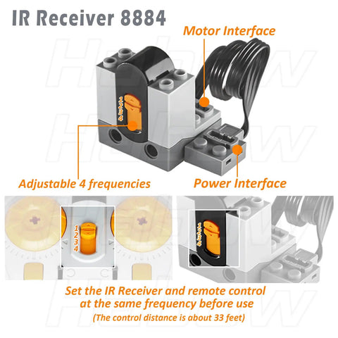 12 In 1 Full Motor Kit For Technic Building Blocks Upgrades, IR Receiver 8884 with adjustable frequencies and interfaces