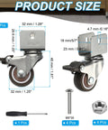 Product size image of No Fuss Heavy Duty Swivel Caster Wheels With 5 7 Inch U Brackets And Solid Locking Brake showing dimensions and components.