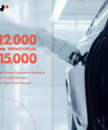 Car door being tested by robotic arm in automotive facility.
