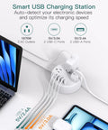 Gotta Love This Compact Travel Power Strip With Retractable Five Foot Cord And Seven Outlet Surge Protector featuring USB and AC ports.