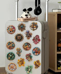 Dope Steampunk Gear Sticker Set 50pc For Journaling And Scrapbooking on suitcase, vintage clockwork designs, waterproof transparent backing