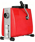 Powerful 250W Electric Handheld Drain Auger Snake For Sink, Toilet, And Pipe Clogs with red body and gray details.