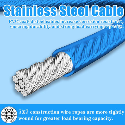 Cutaway of Stainless Steel Wire Rope Cable For Outdoor String Lights 3/16 Inch Vinyl Coated Weatherproof With Galvanized Core