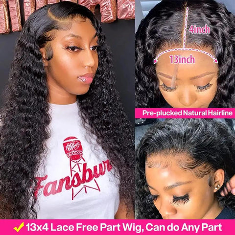 180 Density HD Lace Front Wig 13x4 Glueless Brazilian Virgin Remy Human Hair Deep Wave Frontal With Pre Plucked Baby Hair