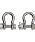 Pair of Bolt Type Anchor Shackle Five Eighths Inch Marine Grade 316 Stainless Steel BoatTector, for mooring and lifting, 5950 lbs WLL.