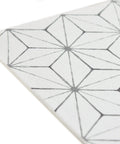 Kikko Peel And Stick Floor Tiles Pack Of 10 White And Off White Geometric Pattern 12 By 12 Inch Vinyl Tiles No Grout Needed And Water Resistant Washable 0.06 Inch Thick corner view