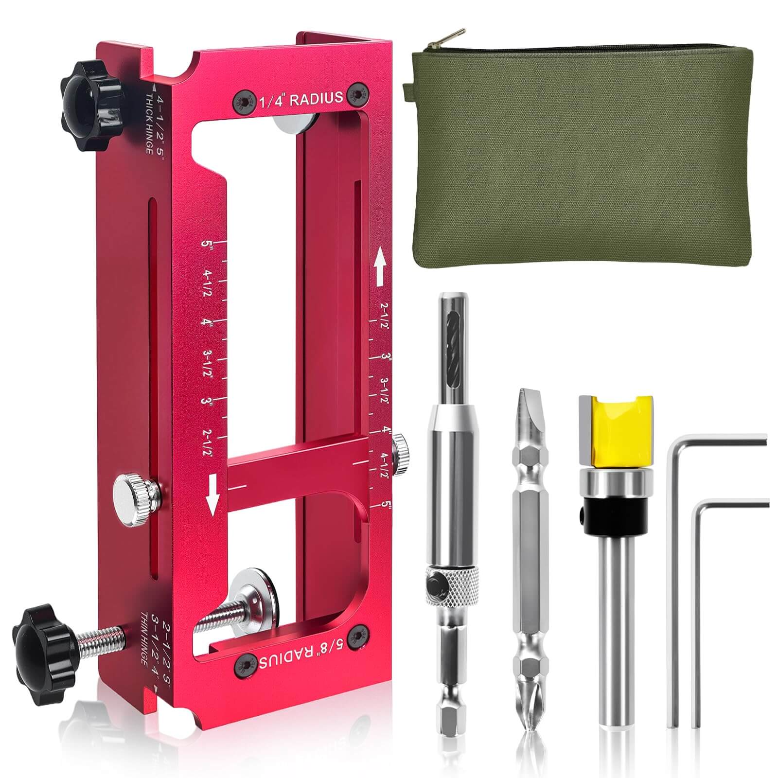 Aluminum Door Hinge Router Template Kit Fits 2.5-5in