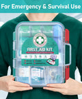 Person holding 420 Piece Pro First Aid Kit In A Sturdy Hard Case With Premium Medical Supplies For Travel Home Office Vehicle Camping