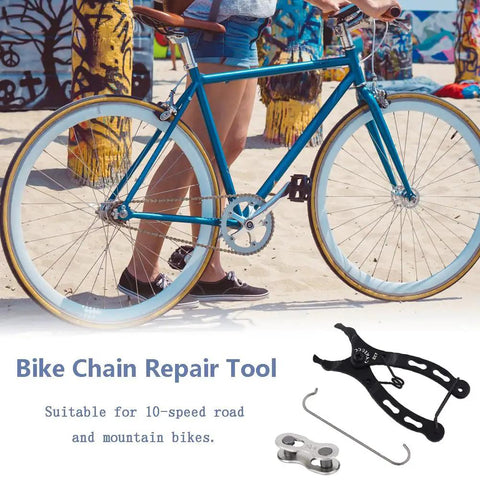 Bicycle Chain Repair Tool Kit With Link Plier, 5 Pairs Quick Link Buckles for 10 Speed Chains, MTB Chain Link Connectors