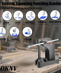 Beefy 1 Ton Manual Arbor Press With Hand Wheel For Desktop Punching, Stamping, Bending And Forming Leather And Metal on Workbench