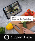 Person using tablet with Alexa to view footage from 2K Wireless Outdoor Security Camera With Spotlight And 15000mAh Battery