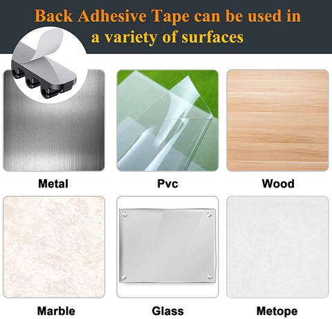 Upgraded Silicone Cable Clips Holder showing adhesive for use on metal, PVC, wood, marble, glass, metope surfaces