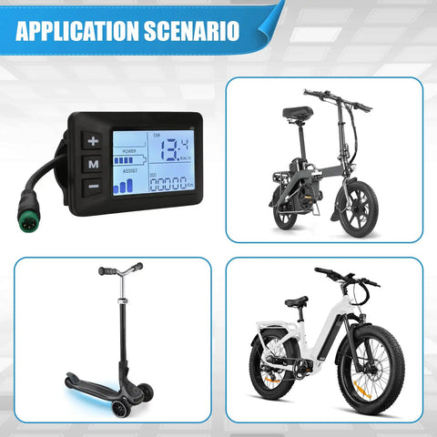 Five Pin LCD Color Display Controller For Electric Bikes And Scooters, Plug And Play Setup, Compatible With 24V 36V 48V Systems, Wireless Speedometer And Odometer Monitor, Waterproof Connector, Easy Install E Bike Control Panel
