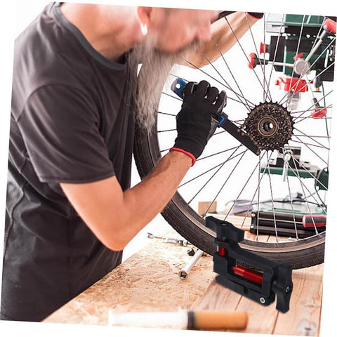 Hydraulic Hose Fitting Insert Tool For Bicycles With Needle Driver And Detachable Thimble Lock for secure handling on bike repair stand