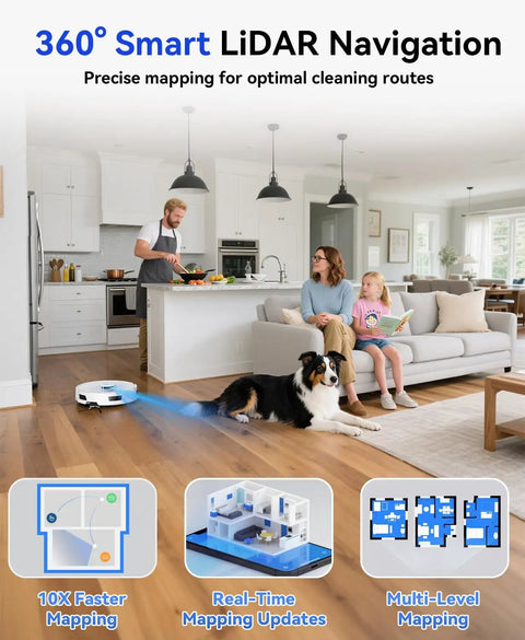 Robot Vacuum And Mop With Beast 20000 Pa Suction, Self Emptying Dock For Up To 120 Days, 3200mAh Battery, Lidar Navigation
