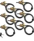 Eight Keyed Alike Python Cable Locks for Trail Cams in Camouflage, 6 ft cables, 16 keys, CAMO finish, outdoor security set displayed.