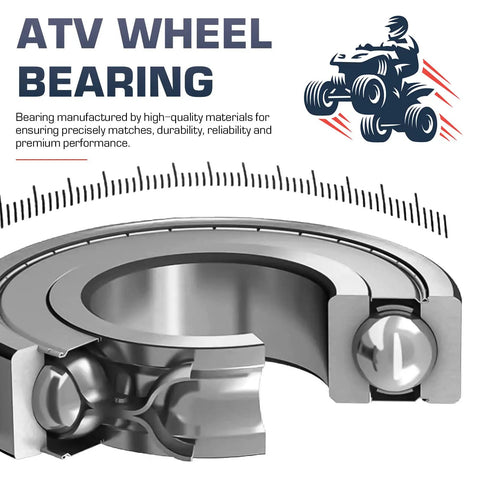 Heavy Duty ATV Front Left Right Wheel Bearings Upgrade Kit Loaded With Premium Grease For Flat Out Riding And Smooth As Butter Performance On Rough Trails Daily Now close-up of a wheel bearing showing interior design.