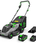 40V Cordless Lawn Mower With 16 Inch Deck And 4.0Ah Battery, Brushless Motor, Intelligent Cutting System Adapting To Dense Grass, Easy Push, Low Noise Green Finish, with grass box