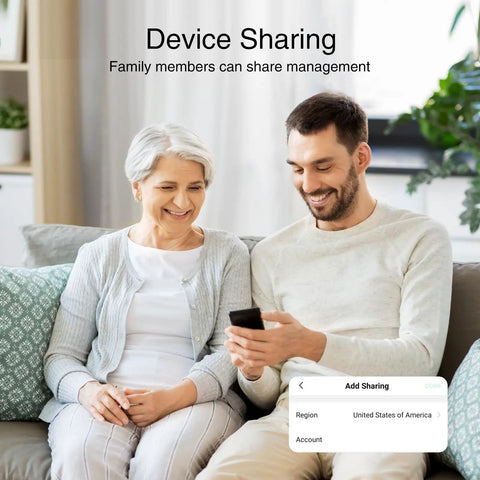Family using Smart Plug 2.4GHz WiFi Only Works With Alexa And Google Home for device sharing on a smartphone app