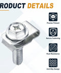 20 Piece M8 Body Bolts And U Nuts Kit With Manganese Steel U Clips For Bumper And Fender Liner Push Pull Fasteners Engine Bay Retainers Replacement Hardware For Most Cars, close-up bolt and U-nut