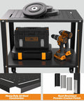 Beefy Steel Welding Workbench Cart With Wheels 32 By 20 Inch Metal Table with heavy-duty construction and tool storage