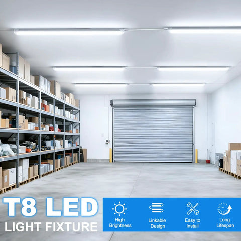 25 Pack 5 Foot LED Shop Lights With V Shape Design, 50W 6750LM 6000K Cool White, Linkable T8 LED Tube Lights For Garage