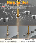 Pro Grade 4 Piece Metric Tap And Drill Bit Set demonstrating how to use M3 x 0.5 tap and 2.5mm drill bit on metal surface