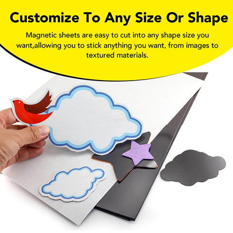 Hand cutting shapes from Magnetic Adhesive Sheets Pack 4x6 Inches 10 Cuttable Magnet Sheets with Sticky Backing for crafts.