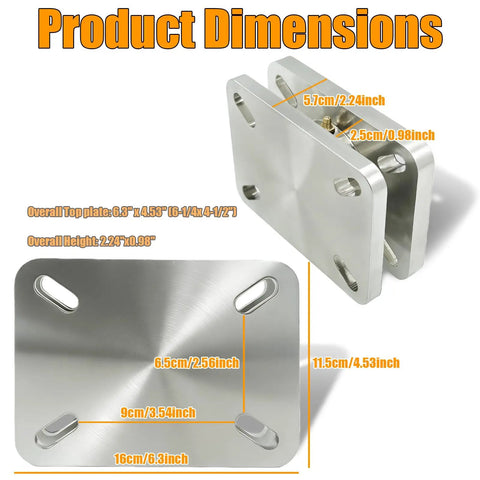Heavy Duty Industrial Bearing Plate Turntable for Workstations and Displays, kingpinless design, 6.3 x 4.53 inch platform dimensions