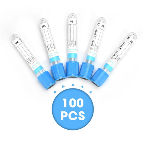 Vacuum Specimen Collection Tubes For Lab Tests And Veterinary Use 3 mL 100 Pack Wrap Packaging PET Durable Tubes with Blue Caps