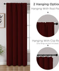 Burgundy Red Blackout Curtains 96 Inch Long 2 Panels Rod Pocket Window Drapes Darkening Thermal Insulated Light Blocking