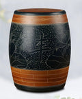 Chinese Style Ceramic Rice Jar With Airtight Lid And Silicone Ring Moistureproof Food Storage Container For Grains Coffee Beans Snacks Hand Painted Kitchen Canister, round, decorative design, blue and brown.