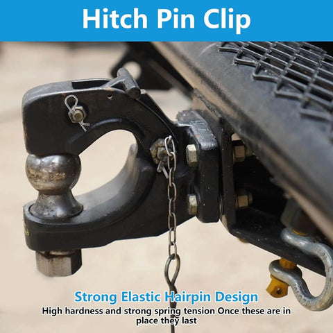 60 Piece Cotter Pin Kit With 5 Size Assortment used in hitch pin lock system, showing stainless steel fastener in place