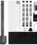 69 In 1 Mini Electric Screwdriver Kit With Type C Recharge, showing screwdriver, 56 S2 precision bits, and magnetic stand.