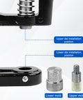 Close-up of Grab And Go No Fuss All In One Manual Rivet Press Kit showing upper and lower mold installation positions.