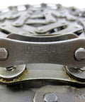 Close-up of A2050 Double Pitch Conveyor Roller Chain 10 Feet with One Connecting Link for Farm Use 1.25 Inch Pitch 6317 Lb Tensile Strength