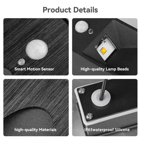 Indoor Stair Lights With Dope Motion Sensor 3W 3000K Aluminum Waterproof Vertical LED Step Lights details and materials