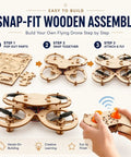 Wooden Drone Building Kit For Adults Snap Together No Glue Remote Control Quadcopters assembly steps with remote control