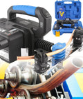 Heavy Duty Electric Pipe Bender Cordless Tube Bending Tool For Copper Iron Aluminum, showing the device with tubes and die attachments.