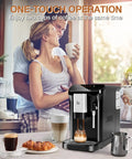 Kickstart Your Daily Brew With This Legit Fully Automatic Espresso Maker Featuring A Built In Grinder 20 Bar High Pressure Pump And Zero Hassle Milk Frother For Smooth Lattes And Rich Cappuccinos At Home with two cups of coffee.