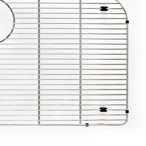 Gravity 27x16 Stainless Steel Bottom Sink Protection Grid With PVC Feet shown at an angle
