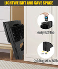Foldable 2 Step Stool for Adults and Kids Non Slip Portable Grab And Go Stool folded next to cabinet, compact 3.7 inches depth