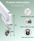 Flexible Bendable Ceiling Curtain Track With Clips for Room Dividers Ceiling Or Wall Mount Rails Heavy Duty Privacy Curtain Rods For Living Room Shower Bedroom And RV White 6 Ft, aluminum alloy, 50 lb