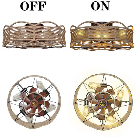 20 Inch Boho Chic Home Decor Accessory for Living Room or Bedroom, lightweight yet durable with natural textures, lights on and off view