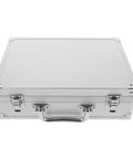 Heavy Duty Aluminum Alloy Tool Box With Badass Hard Shell Storage Case For Hand Tools And Instruments Portable Carry Handle Weatherproof Reinforced Gear Stash - Closed top view.