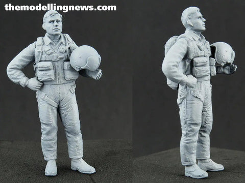 Close-up of USAF pilot figure from B26K Counter Invader Model Kit With 5 Figures 1:48 Scale Plastic Aircraft Kit
