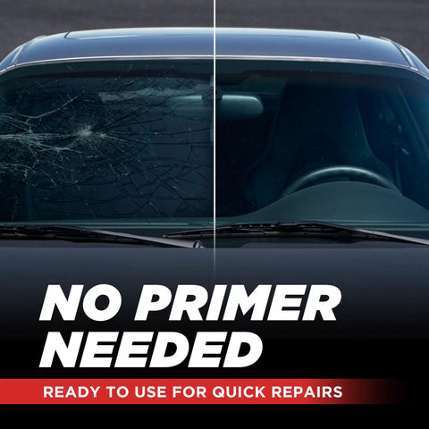Two Pack Polyurethane Windshield Adhesive For Quick Curing No Drip Weather Resistant Auto Glass Bond Ideal For Vertical And Overhead Installations Windshield Repair Kit With Gloves Applicator Tip And Cartridge 310ml shown fixing cracked windshield