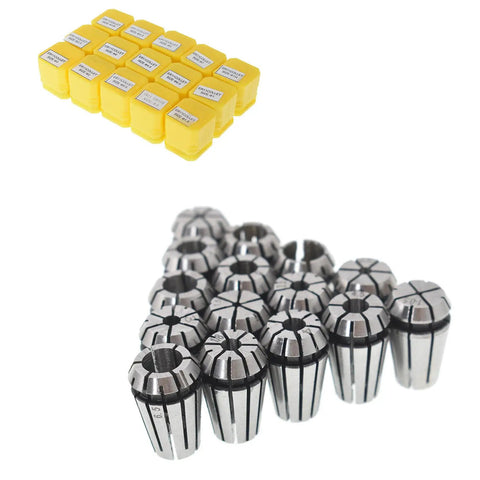 Fifteen Pack ER11 Spring Collet Set One Sixteenth Inch To Three Quarter Inch For CNC Milling Engraving And Lathe Workholding